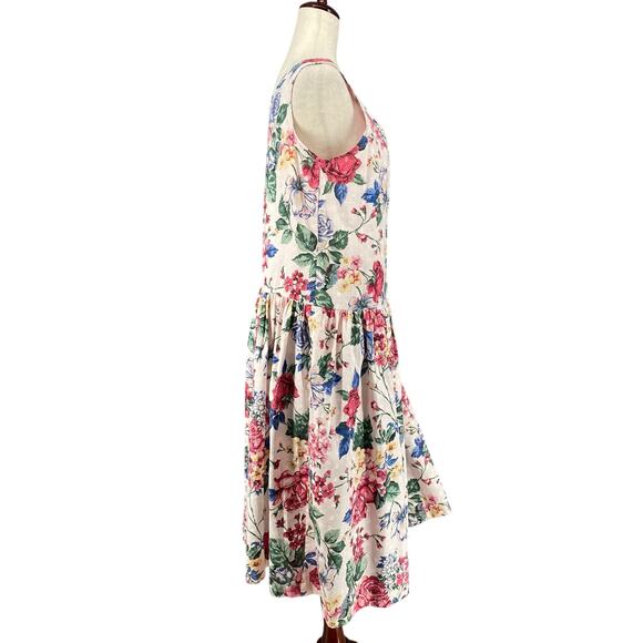 Vtg 80s 90s NOS Brights Creek Cottage Garden Midi Dress Romantic Boho 14? Floral - Picture 2 of 15